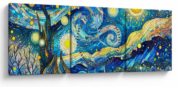 Tablou – Mozaic al nopții înstelate (cu ceas) (90x30 cm)