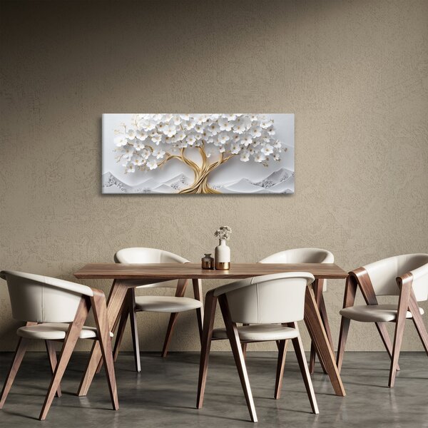 Tablou – Arborele vieții 3D plin de flori (120x50 cm)