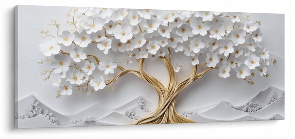 Tablou – Arborele vieții 3D plin de flori (120x50 cm)