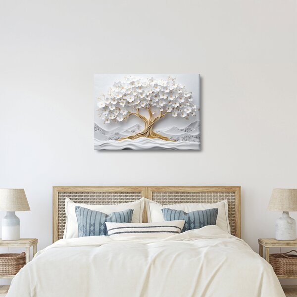 Tablou – Arborele vieții 3D plin de flori (70x50 cm)