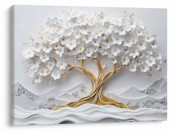 Tablou – Arborele vieții 3D plin de flori (70x50 cm)