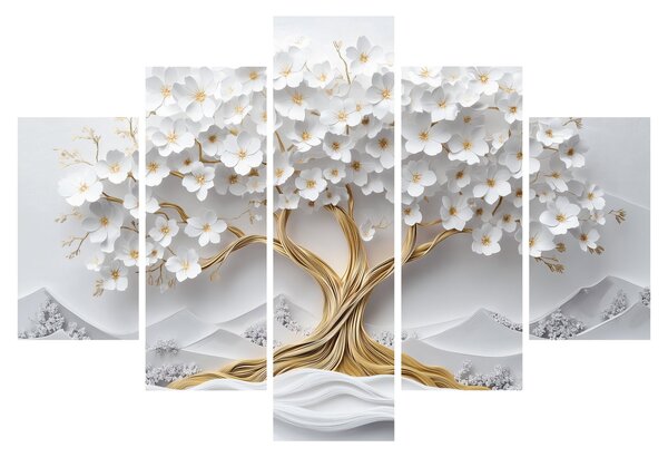 Tablou – Arborele vieții 3D plin de flori (150x105 cm)