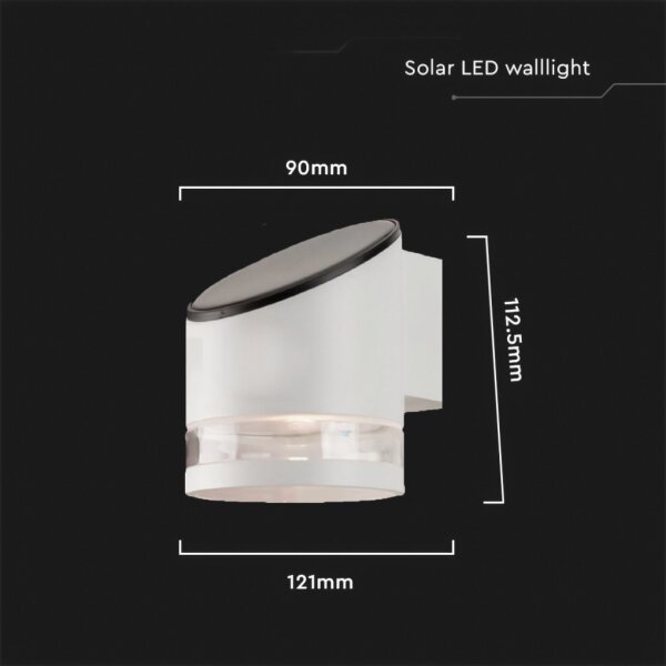 LED lampă solară de perete exterior 1W 3,7V 3000K IP54 1200mAh albă