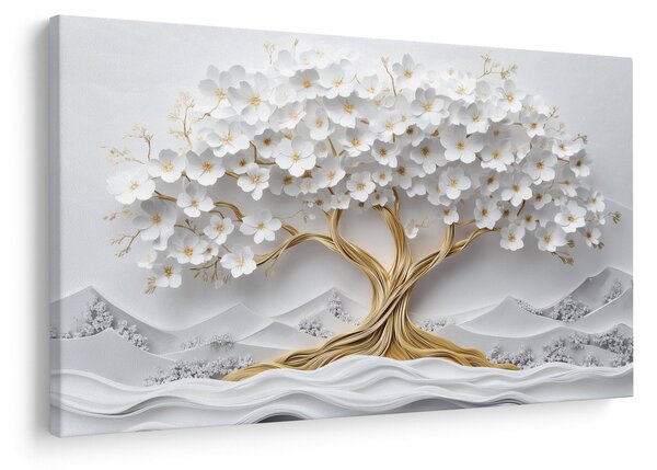 Tablou – Arborele vieții 3D plin de flori (90x60 cm)