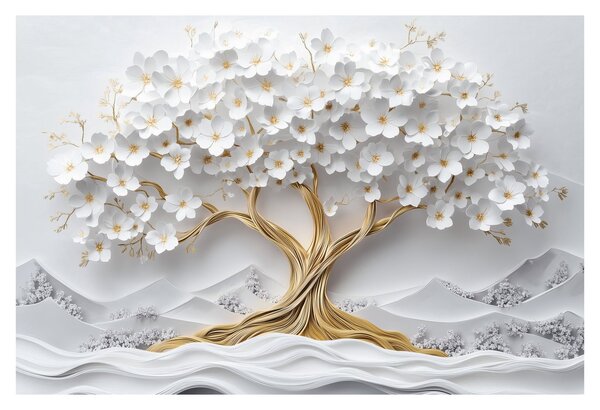 Tablou – Arborele vieții 3D plin de flori (90x60 cm)