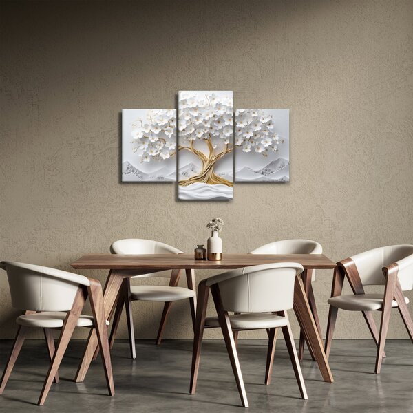 Tablou – Arborele vieții 3D plin de flori (90x60 cm)