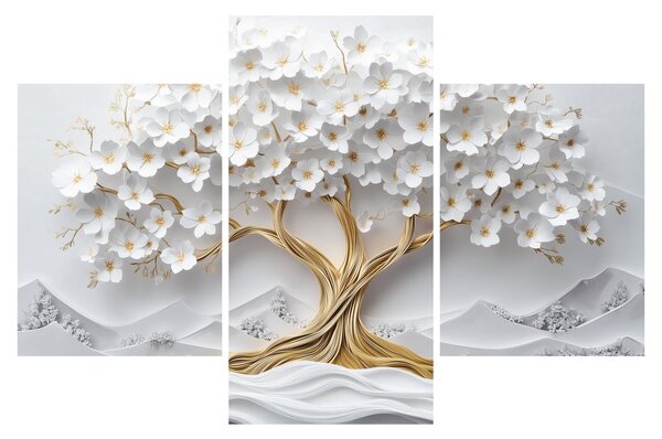 Tablou – Arborele vieții 3D plin de flori (90x60 cm)