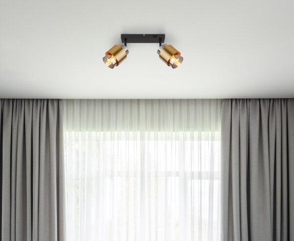 Spot MILLEY 2xE27/40W/230V negru/alamă Globo 15560-2