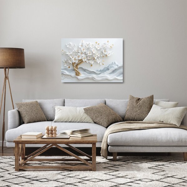 Tablou pe sticlă – Arborele vieții 3D elegant (70x50 cm)