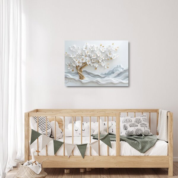 Tablou pe sticlă – Arborele vieții 3D elegant (70x50 cm)