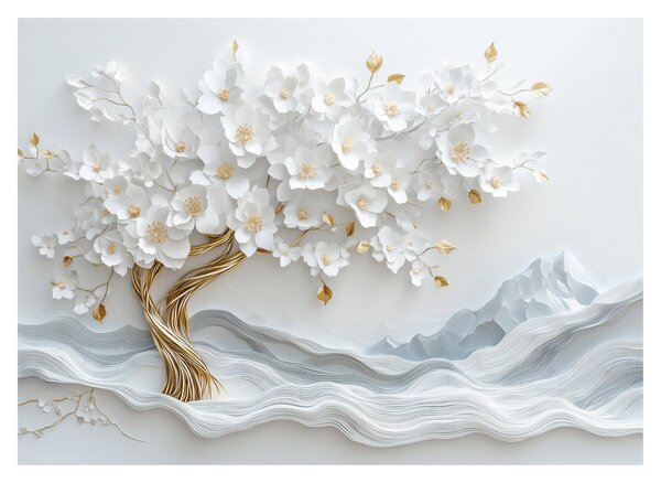 Tablou pe sticlă – Arborele vieții 3D elegant (70x50 cm)
