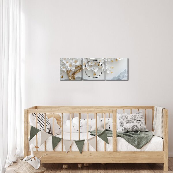 Tablou – Arborele vieții 3D elegant (cu ceas) (90x30 cm)