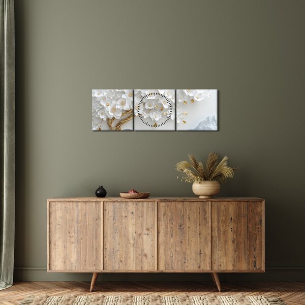 Tablou – Arborele vieții 3D elegant (cu ceas) (90x30 cm)