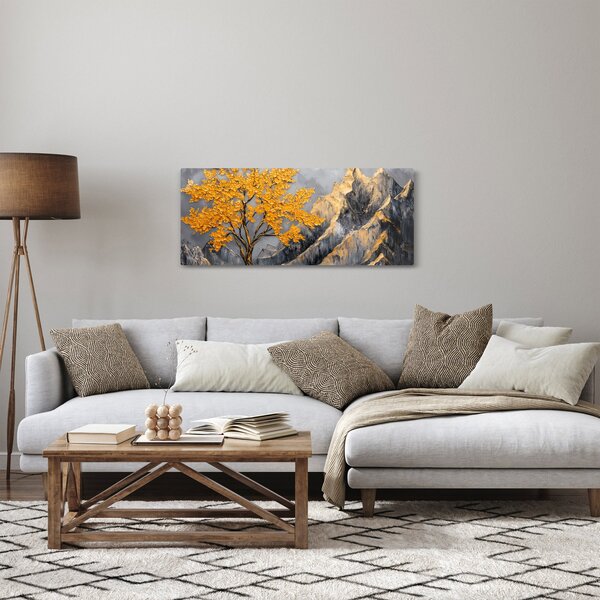 Tablou – Arbore auriu în munți (120x50 cm)