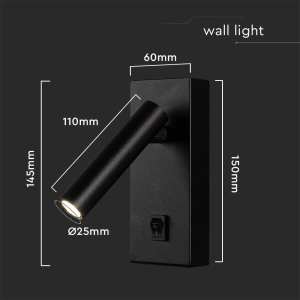 Spot LED de perete LED/2W/230V 4000K negru