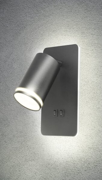 Spot LED de perete PARIS 1xGU10/10W/230V + LED/6W/230V negru