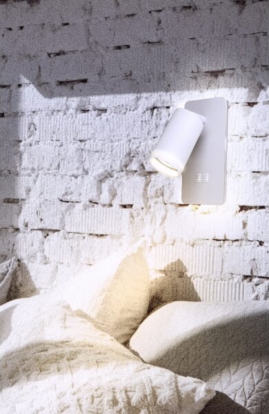 Spot LED de perete PARIS 1xGU10/10W/230V + LED/6W/230V alb