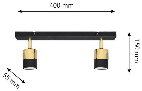 Spot LED TUBSSON 2xGU10/4,8W/230V negru/auriu