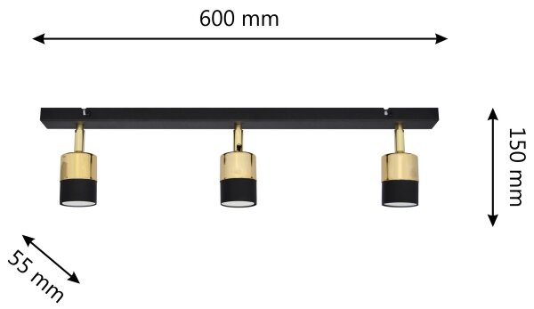 Spot LED TUBSSON 3xGU10/4,8W/230V negru/auriu