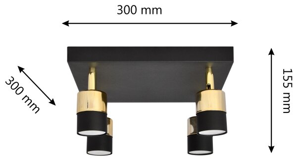 Spot LED TUBSSON 4xGU10/4,8W/230V negru/auriu