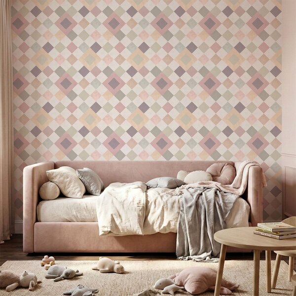 Tapet Diamante în culori pastelate, în nuanțe calde, Tapet abstract, a01247 : Uwalls.ro
