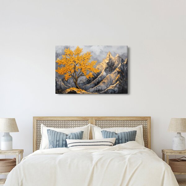 Tablou – Arbore auriu în munți (90x60 cm)