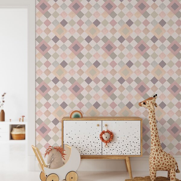Tapet Diamante în culori pastelate, în nuanțe calde, Tapet abstract, a01247 : Uwalls.ro