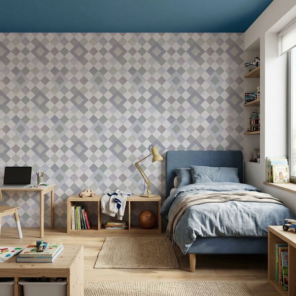 Tapet Diamante în nuanțe reci de gri-albastru, Tapet abstract, a01247v1 : Uwalls.ro