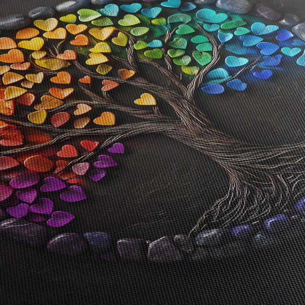 Tablou – Arbore plin de inimi colorate (150x105 cm)