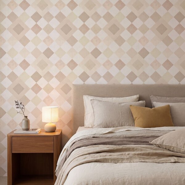 Tapet Diamante în nuanțe calde de crem și bej, Tapet abstract, a01247v2 : Uwalls.ro