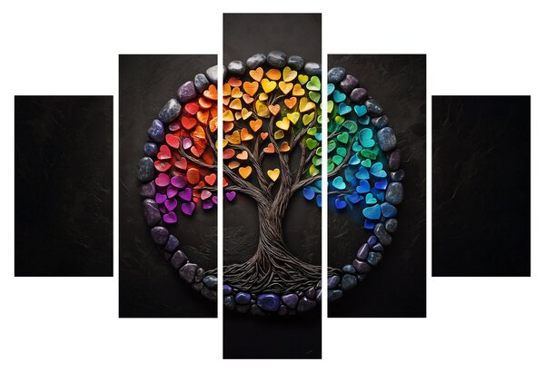Tablou – Arbore plin de inimi colorate (150x105 cm)