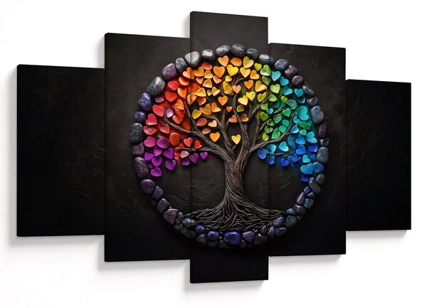 Tablou – Arbore plin de inimi colorate (150x105 cm)