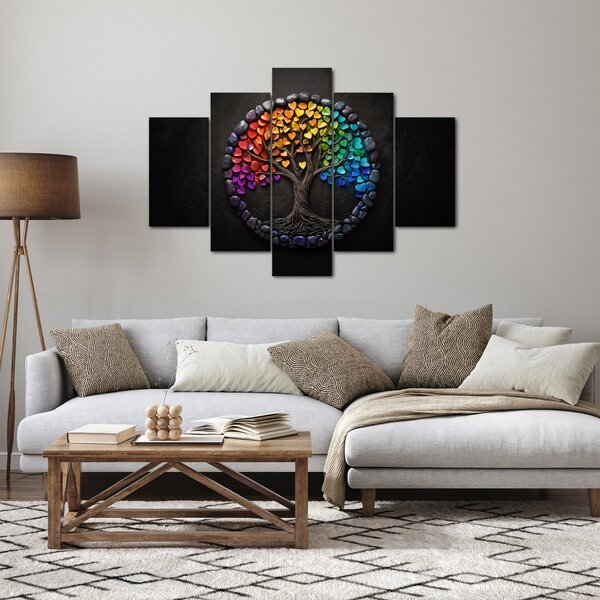 Tablou – Arbore plin de inimi colorate (150x105 cm)