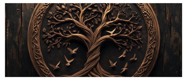 Tablou – Arborele vieții din lemn (120x50 cm)