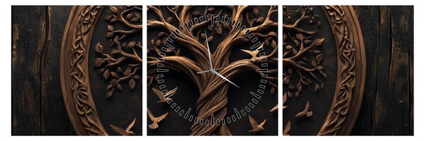 Tablou – Arborele vieții din lemn (cu ceas) (90x30 cm)