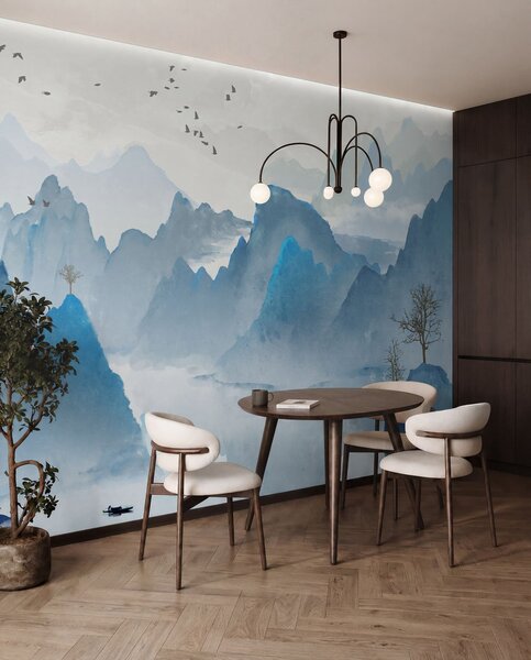 Tapet Blue Mountains, Fototapet Acuarelă, u32523 : Uwalls.ro