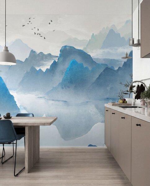 Tapet Blue Mountains, Fototapet Acuarelă, u32523 : Uwalls.ro