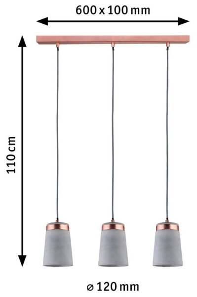 Lustră pe cablu 3xE27/20W NEORDIC STIG 230V Paulmann 79623