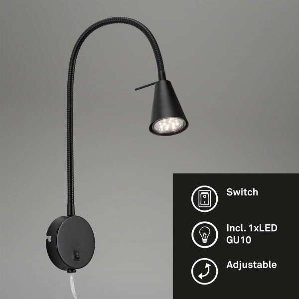 Briloner 2082-015 - Aplica LED de perete COMFORT LIGHT 1xGU10/5W/230V neagră