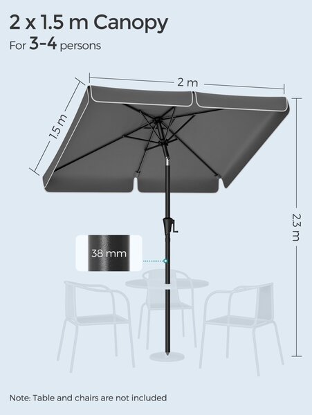 Umbrela de gradina Songmics Gri 200x150x230 cm