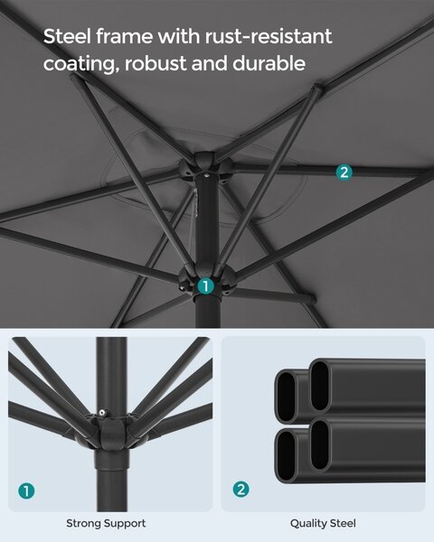 Umbrela de gradina Songmics Gri 200x150x230 cm