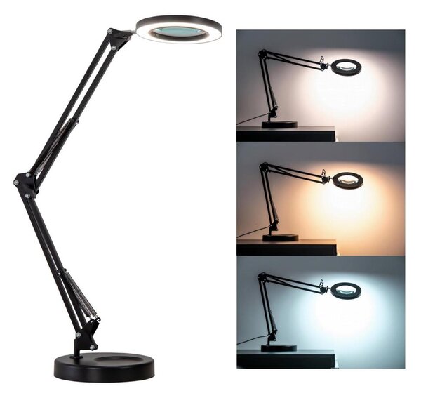 Lampă LED dimabilă de masă cu lupă Brilagi LED/12W/5V 3000/4200/6000K negru