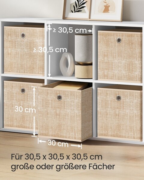 Set 6 cutii de depozitare, Caja, Bej, 30x30x30 cm