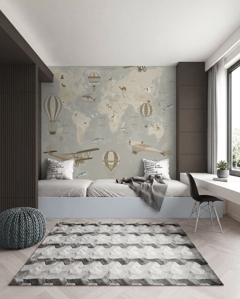 Tapet Hartă cu imagini, Fototapet Pentru Copii, u36066d1 : Uwalls.ro
