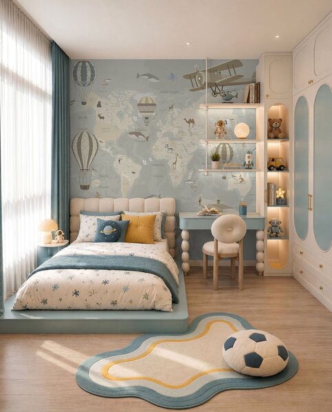 Tapet Hartă cu imagini, Fototapet Pentru Copii, u36066d1 : Uwalls.ro
