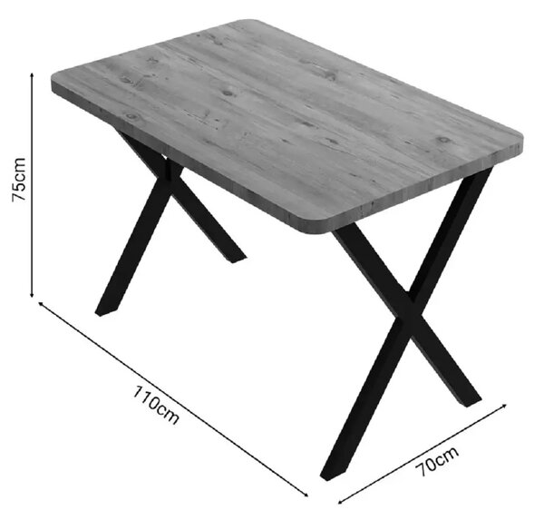 Set masa cu 4 scaune metal, Amsterdam Homs, nuc/negru 70 x 110 cm