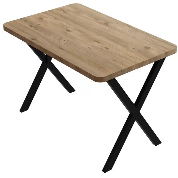 Set masa cu 4 scaune metal, Amsterdam Homs, nuc/negru 70 x 110 cm
