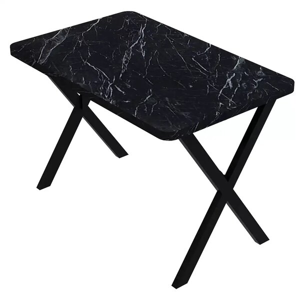 Set masa cu 4 scaune metal, Amsterdam Homs,negru marmurat/negru 70 x 110 cm