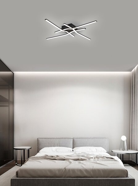 Plafonieră LED STRIPES 38W/230V, negru - Brilagi