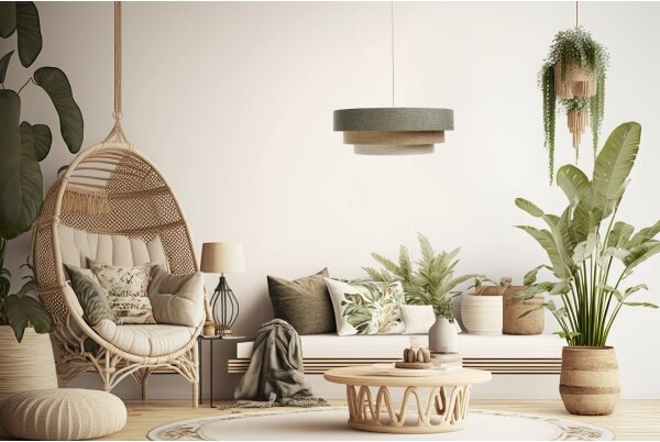Lustră pe cablu BOHO TRINITI 1xE27/60W/230V gri/bej/crem